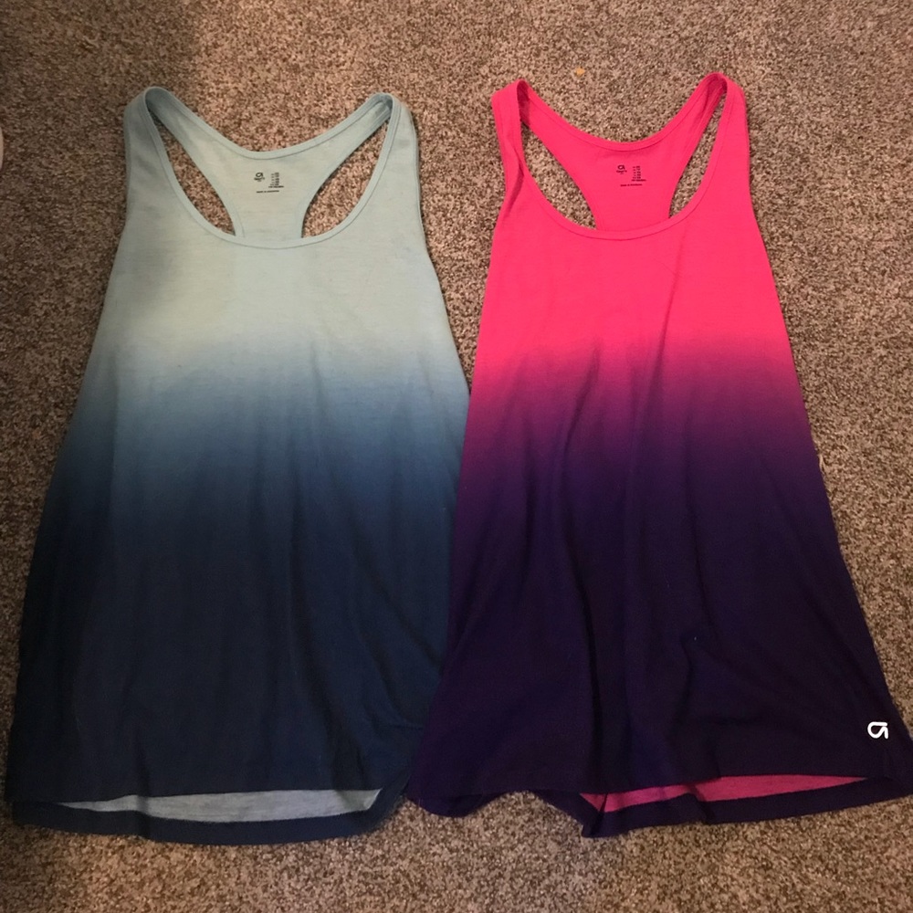 Ombré Tank Top Workout Set Pink and Blue